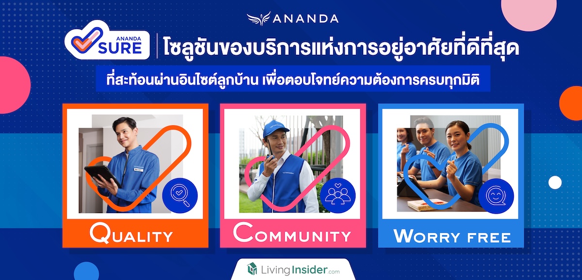 ANANDA SURE โซลูชันของบริการแห่งการอยู่อาศัยที่ดีที่สุด ที่สะท้อนผ่านอินไซต์ลูกบ้าน และการฟังเสียงโดยตรงจากลูกค้า เพื่อตอบโจทย์ความต้องการครบทุกมิติได้อย่างไร้ที่ติ